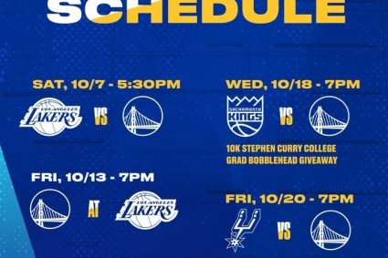 Warriors preseason schedule released: two battles against Lakers and Kings on October 8th