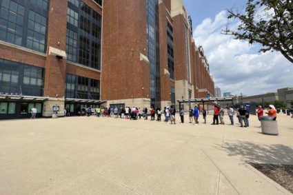 Walkers Reporter: Dozens of basketball fans are queuing up to buy 2024 All-Star weekend tickets today.